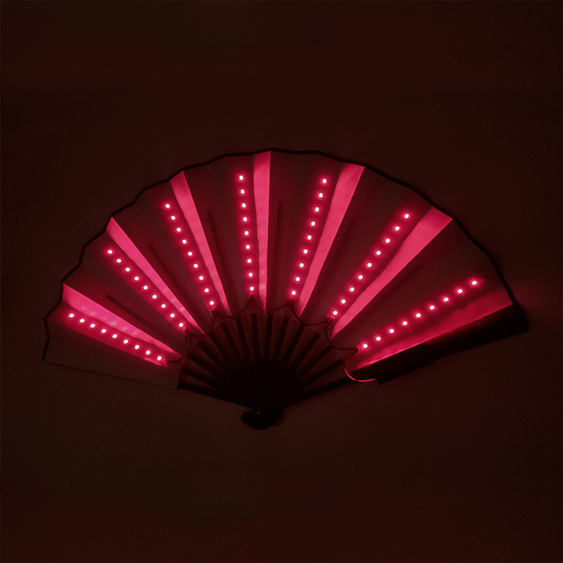 Bar discoteca baile ventilador luminoso TikTok Net rojo ventilador plegable creativo etapa rendimiento hombres y mujeres atmósfera accesorios 3V ventilador