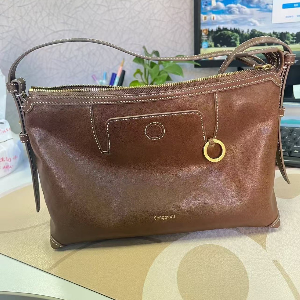 Songshan Series Suede Hobo Bag - Underarm Commuter Dumpling Bag, Soft Shoulder Bag For Women - Thumbnail 3