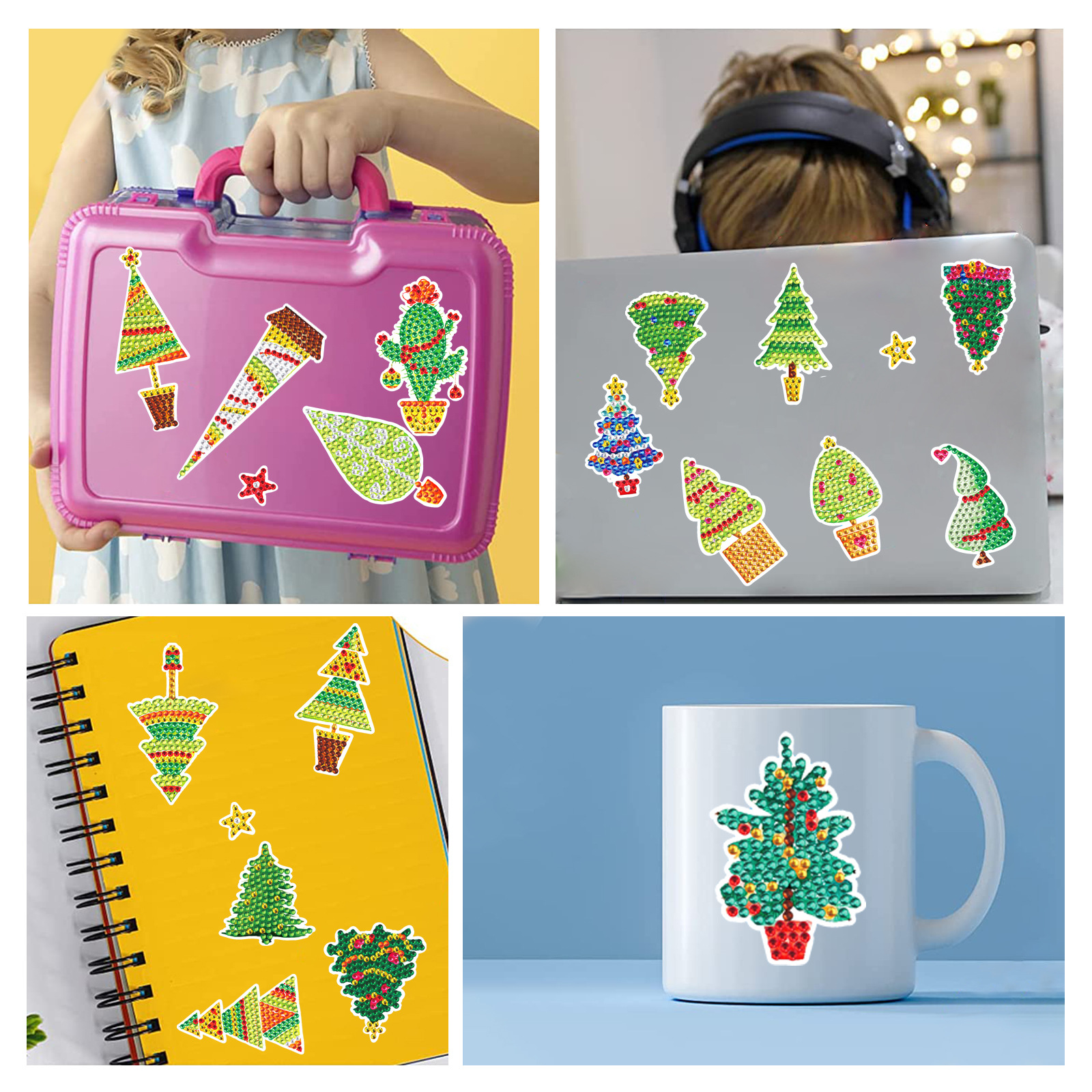 Navidad árbol de Navidad pintura de diamante aleatoriamente pegatinas DIY mampostería pintura pegatinas de pared pegatinas hechas a mano cristal brillante diamante caliente