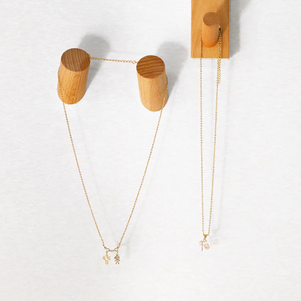 simple boy girl heart pendant copper gold-plated inlaid zircon necklace