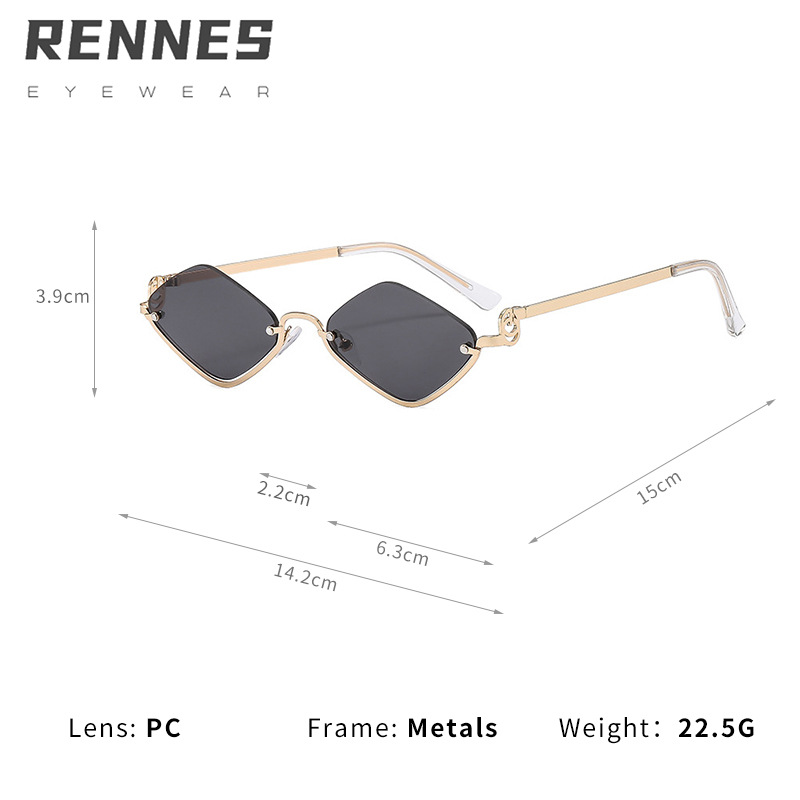 Nuevas gafas de sol de sentido avanzado de viaje de medio marco de metal de película marina transfronteriza