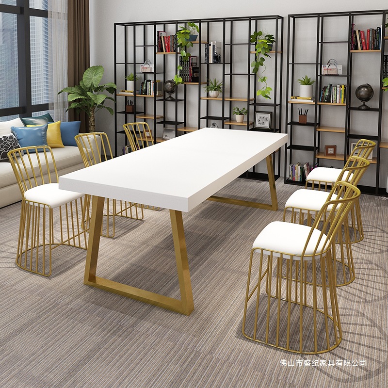 Mesa de reunión de madera sólida nórdica simple mesa de oficina creativa moderna mesa de trabajo mesa larga mesa de negociación combinación de mesa y silla