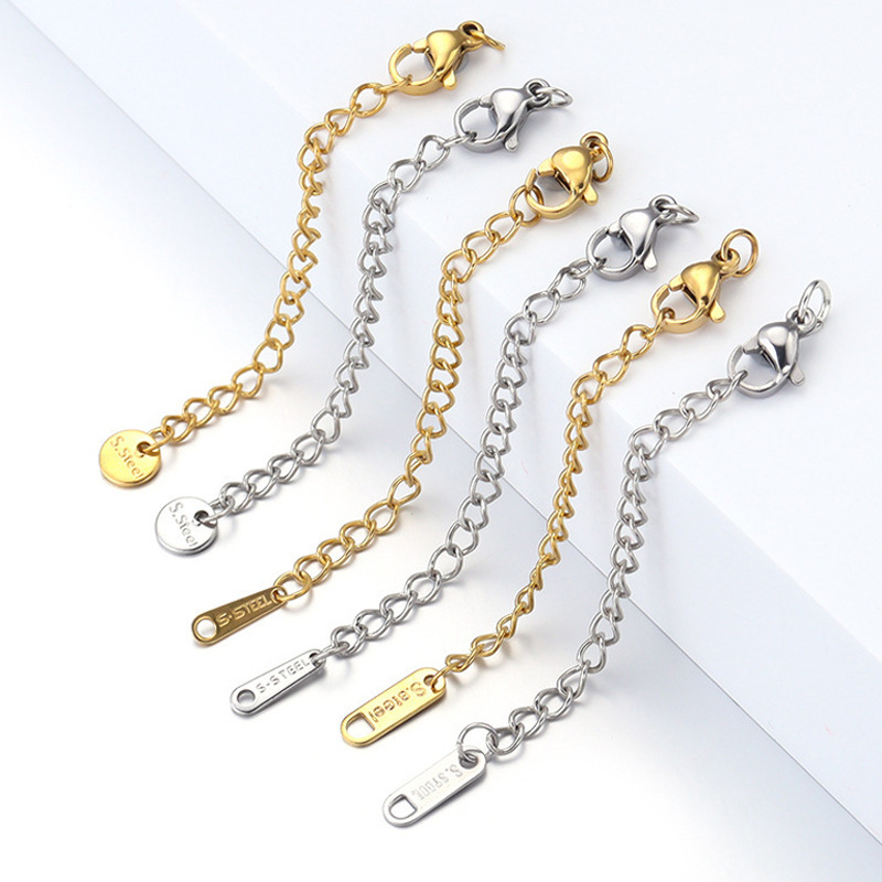 Extended Chain 18k Stainless Steel Lettering 5cm Tail Chain Lobster...