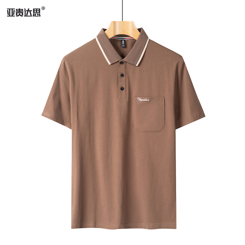 中高年男性純綿折り襟半袖tシャツ父装ゆるいおじいちゃんスウェット老頭シャツ純色老人装|undefined