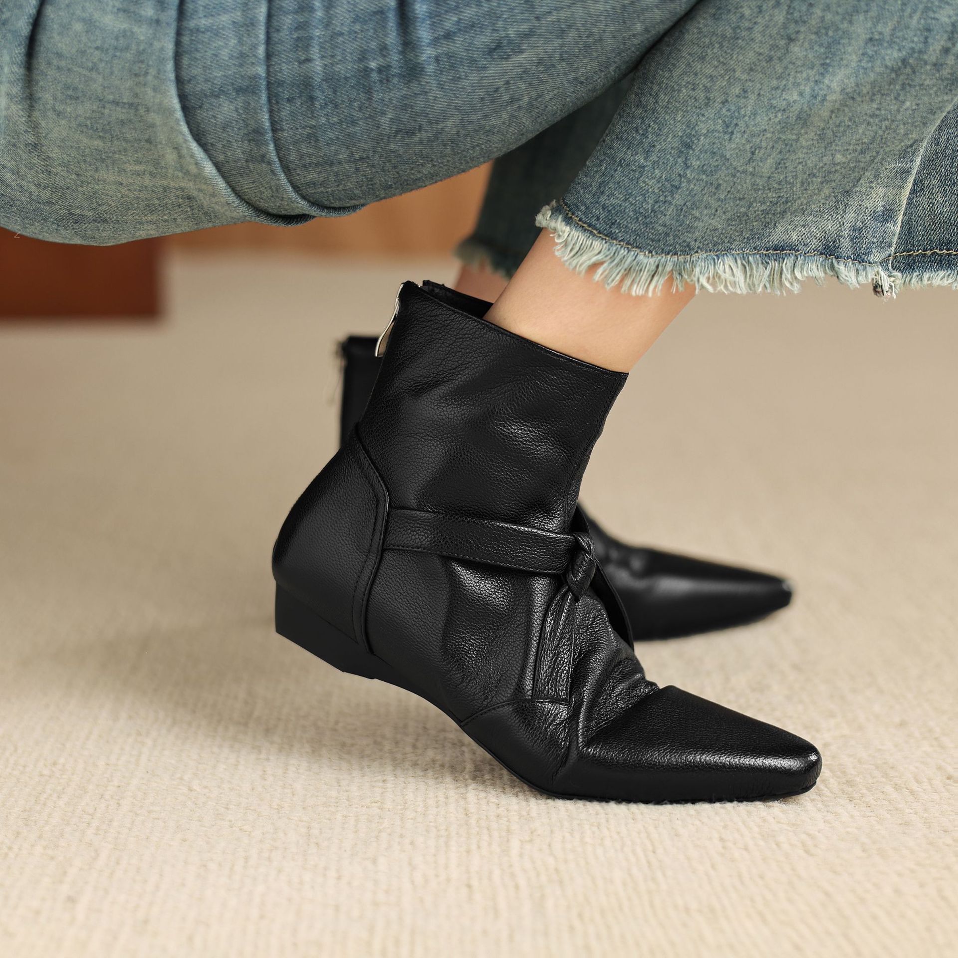 チコ CHIKO Ginny Pointy Toe Wedge Ankle Boots - Chiko Shoes