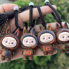 爆款彩虹木实木拉布布木雕可爱包包挂件钥匙挂件通用
