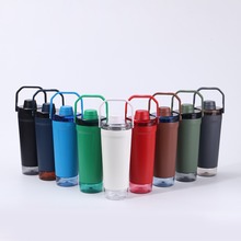 新款大容量手提摇摇杯304不锈钢双层保温杯户外登山骑行运动水壶
