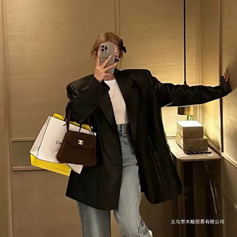 Autumn shoulder pads, classic suit jacket, oversize, plus size
