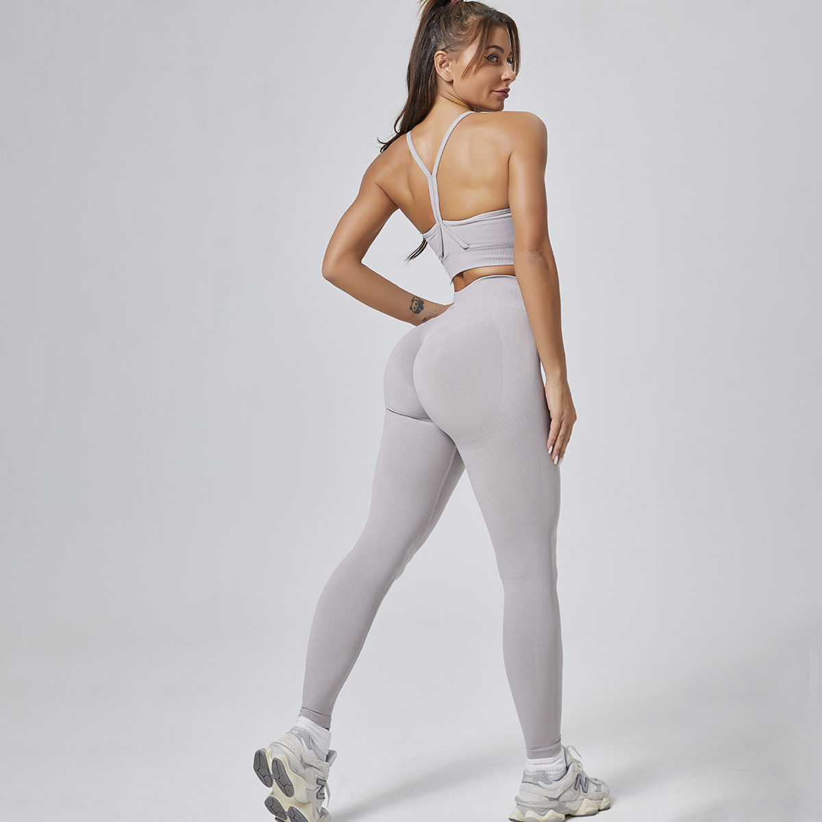 Selección estricta de Europa y Estados Unidos sexy transfronterizo de cintura alta mel melonía de caderas elevación de ropa de base apertada nuevo bra fitness set