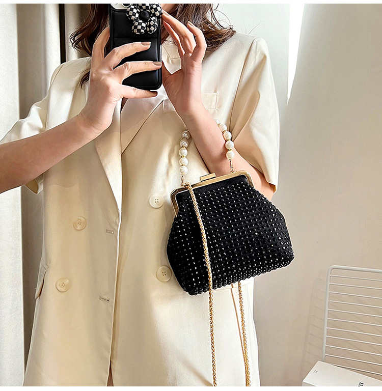 Women's Small Spring&summer Pu Leather Solid Color Elegant Pearls Square Lock Clasp Dome Bag display picture 6