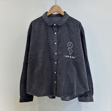 2025秋季新款女翻领日系棉衬衫宽松衬衣上衣单排扣休闲款长袖小众