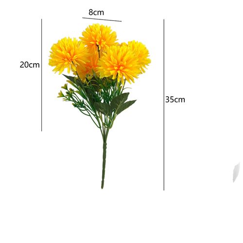 Simulated 5-head ball chrysanthemum, small handful of fake flowers for home, chrysanthemums, silk flowers, dandelions, wedding decorations, cross-border wholesale
