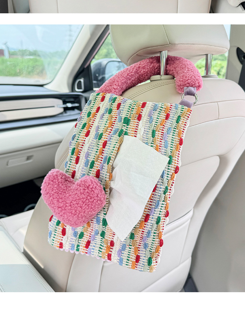 New car tissue box cartoon car chair back hanging paper box original dopamine car tissue hanging bag