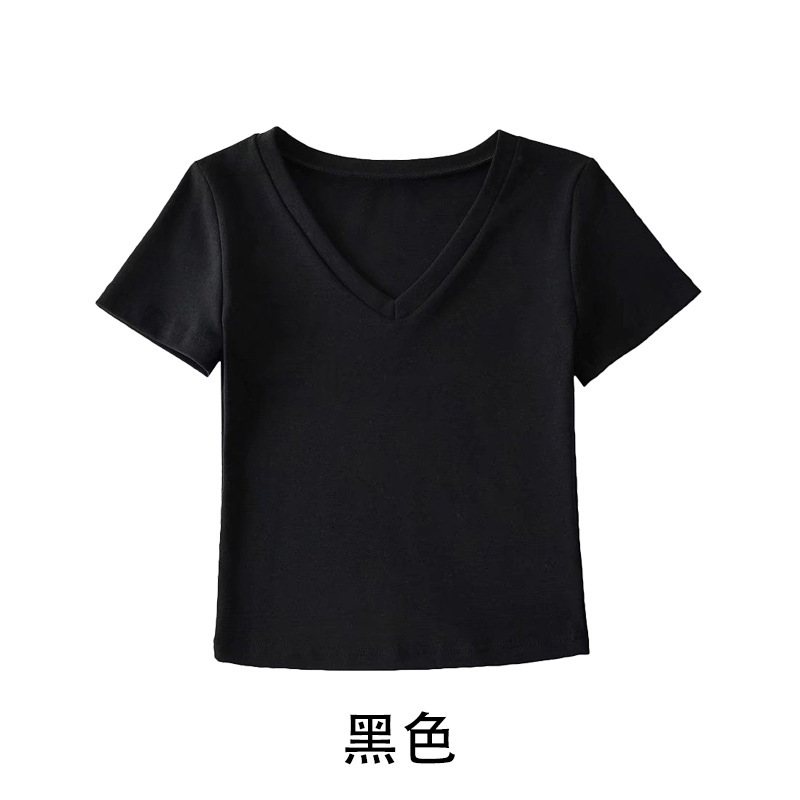 블랙 브이넥 스트레이트 T31