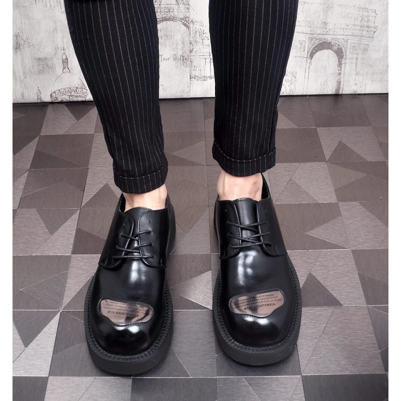 ShoeVault Neue Business-Schnürschuhe für Herren, Derby-Schuhe mit runder Zehenpartie, dicker Sohle und Plateau, die die Körpergröße erhöhen – ideal für Hochzeiten._voghion.com