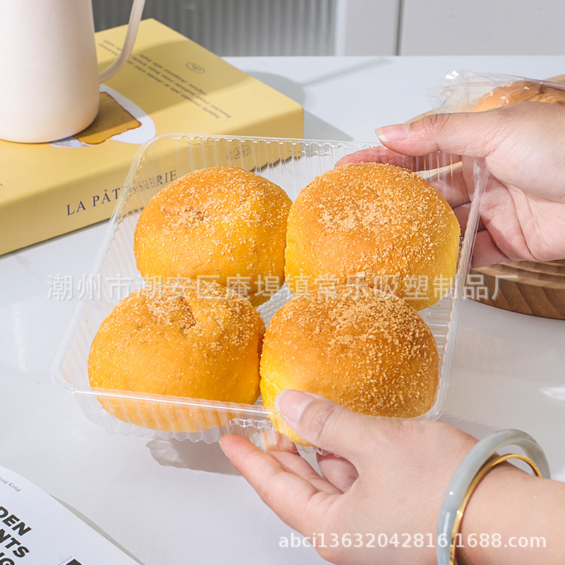 Cuatro bolsas de embalaje de pan, paquetes de croissants, paquetes de ensalada, caja de embalaje transparente y gruesa, bolsas de embalaje autoadhesivas de pan