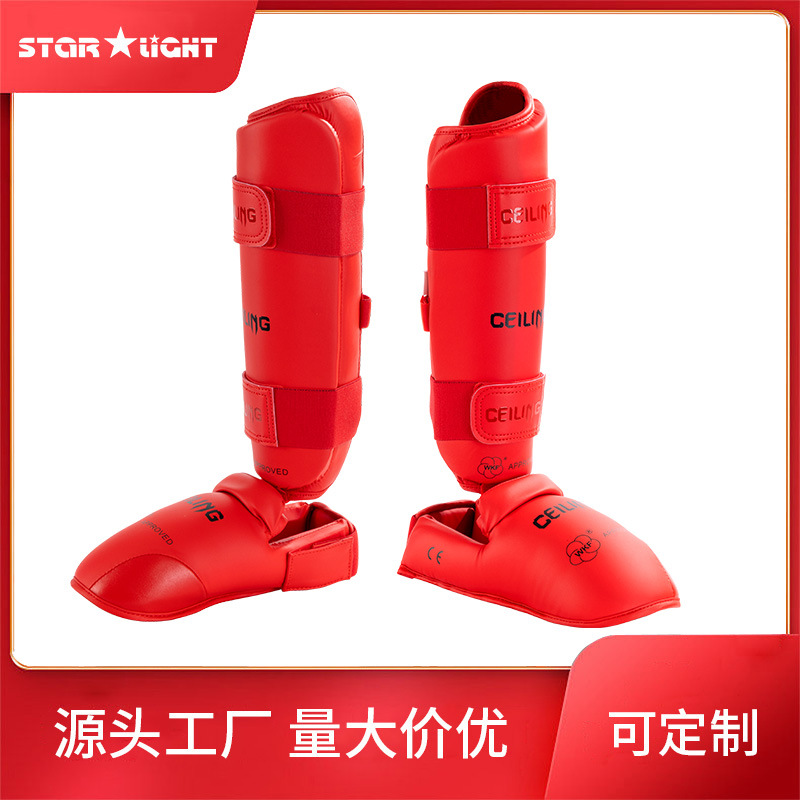 Ceiling Karate Leg Guards Boxing Leg Guards Fighting Protective Gear with Instep Protection Adult Boxing Training Thickened