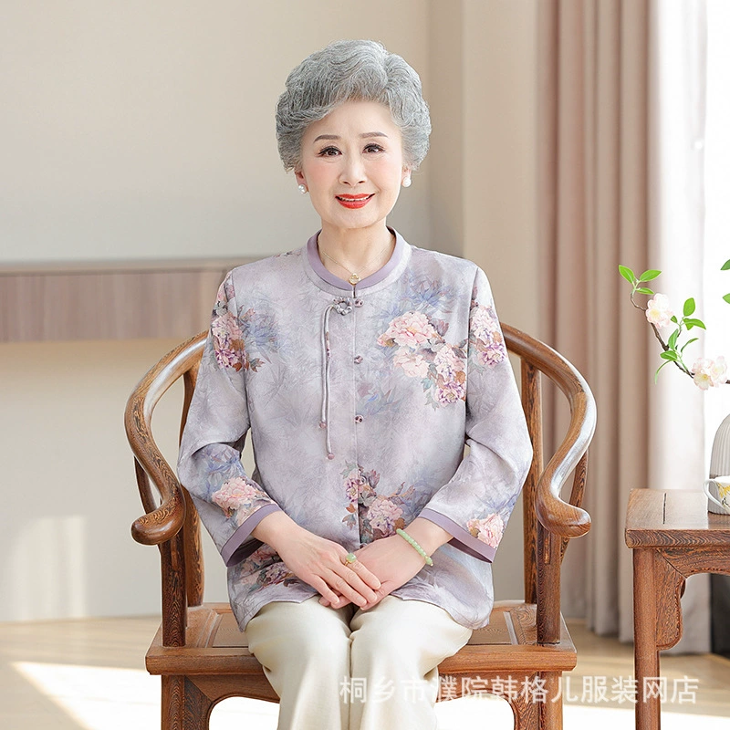 Новая летняя рубашка бабушки в китайском стиле для женщин среднего и пожилого возраста, одежда для мамы с короткими рукавами в китайском стиле, рубашка костюма Тан, костюм старушки
