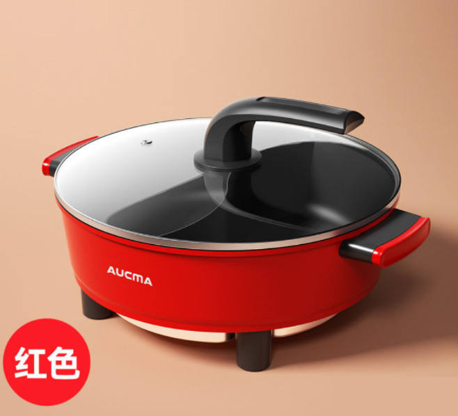 大容量のオモリの電気鍋は家庭用の蒸し煮と焼きの一体の多機能を深めます。|undefined