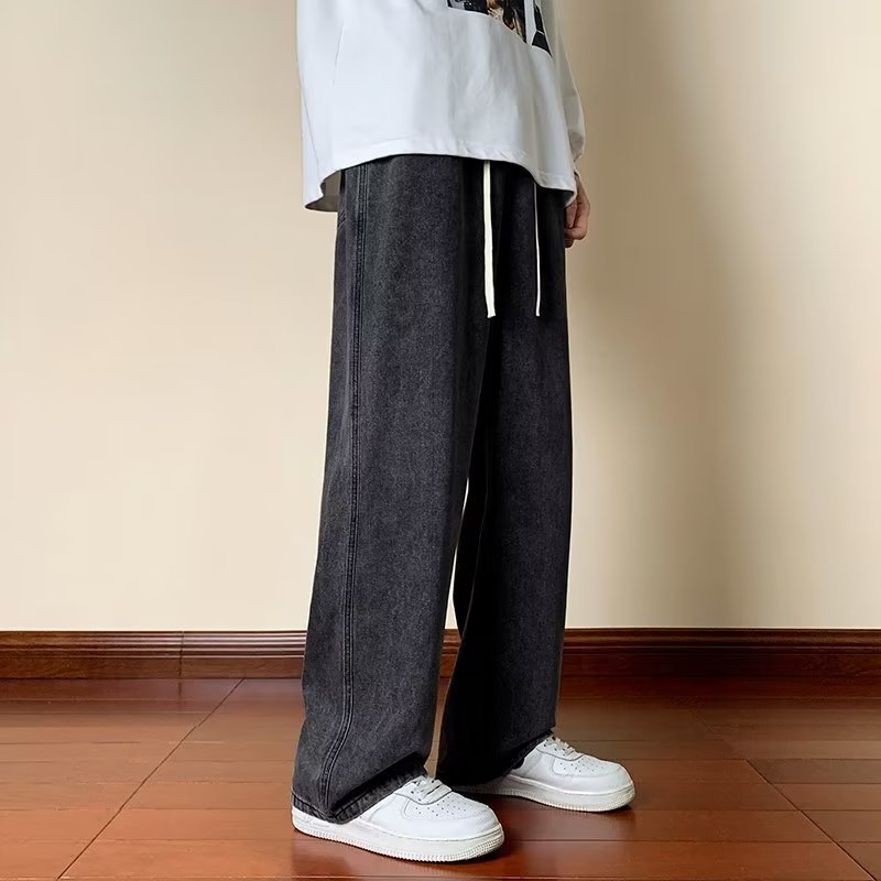 Primavera y otoño American Retro High Street Trend Marca Vaqueros de todo fósforo de moda lavados Vaqueros rectos delgados para hombres