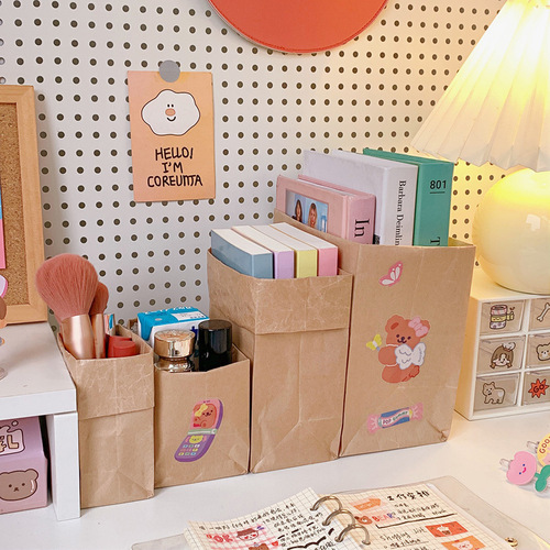 Tea Shop Food Paper Bag Calfskin Packing Bag Disposable Oilproof Burger Bag Takeaway Bag Ins Storage Bag