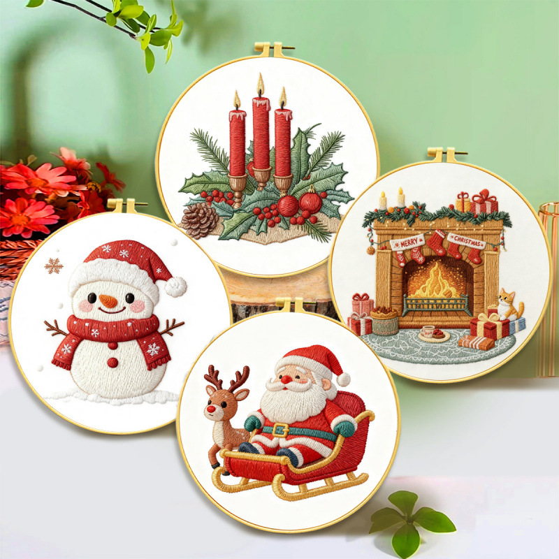 Mona Lisa bordado real bordado cruzado Navidad nueva simulación decoración de vacaciones europeas bordado a mano