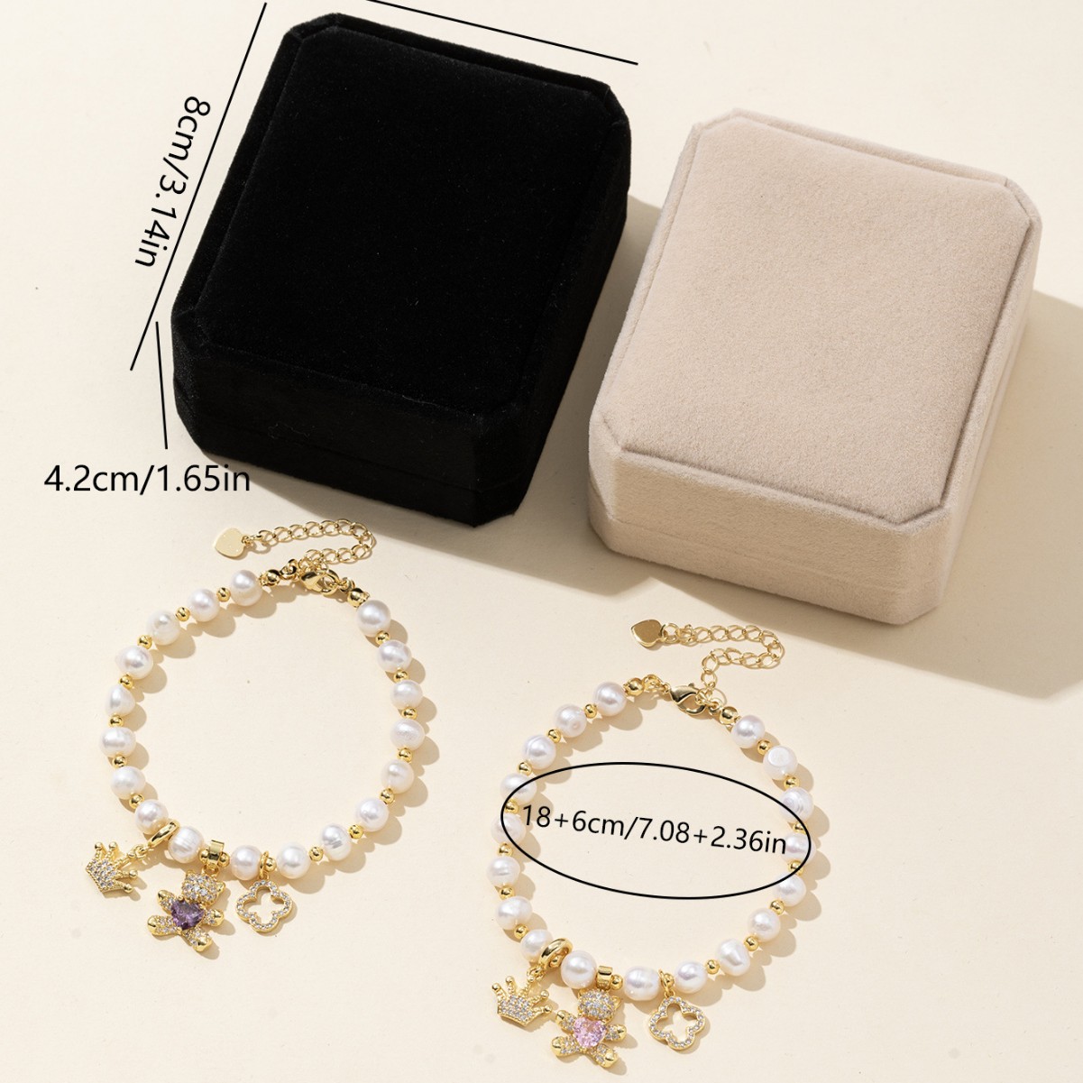 Natürliches Süßwasserperlen Armband Mit Bärenkrone Und Kleeblatt_voghion.com