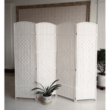 ♤草编藤编屏风手工折叠隔断实木时尚酒店玄关客厅卧室移动折屏简