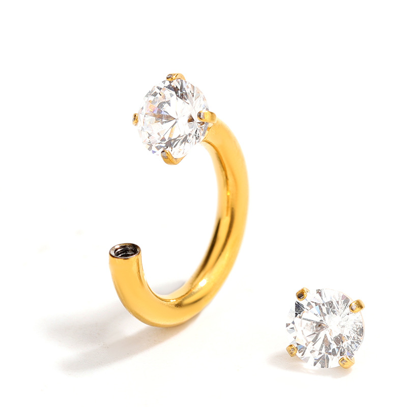 Titan Nasenpiercing Stecker Aus Titan Mit Stein C-form_voghion.com