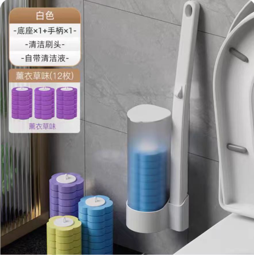 Cepillo de inodoro desechable para uso doméstico, cepillo de inodoro de mango largo sin perforaciones, sin rincones muertos, cepillo de limpieza estéril, cepillo de inodoro.