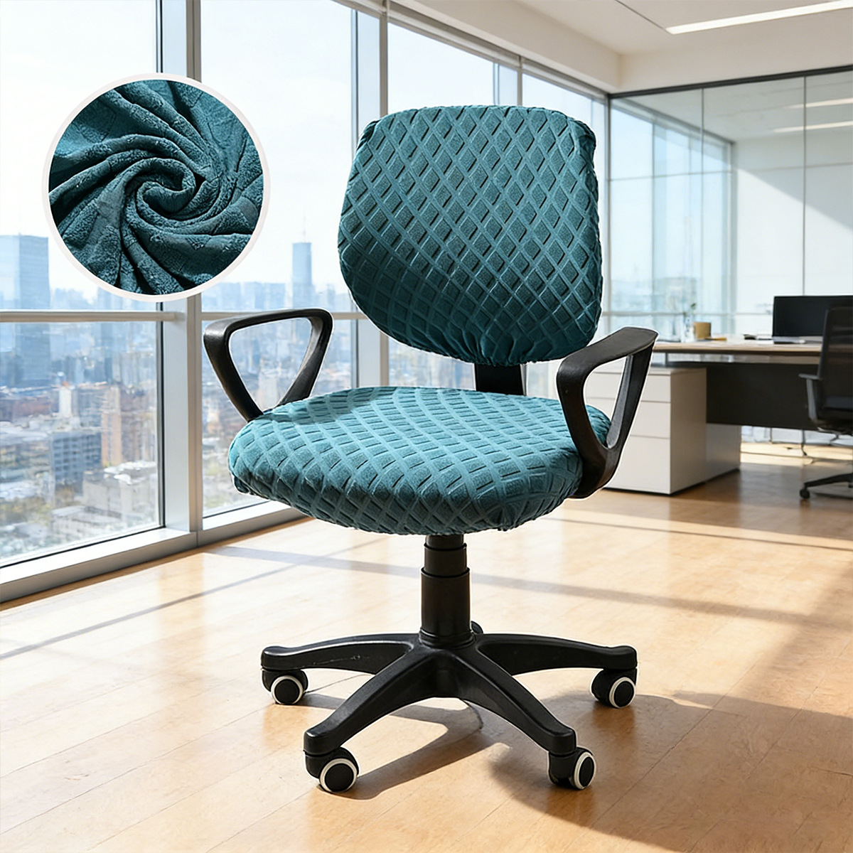 Funda para silla de oficina dividida con diamantes de jacquard elástico transfronterizo Funda para silla giratoria para ordenador de oficina en casa de color sólido europeo y americano de Amazon