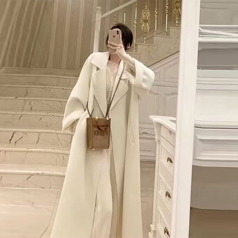 2024年流行双面绒毛呢外套女秋冬季中长款百搭小个子呢子大衣