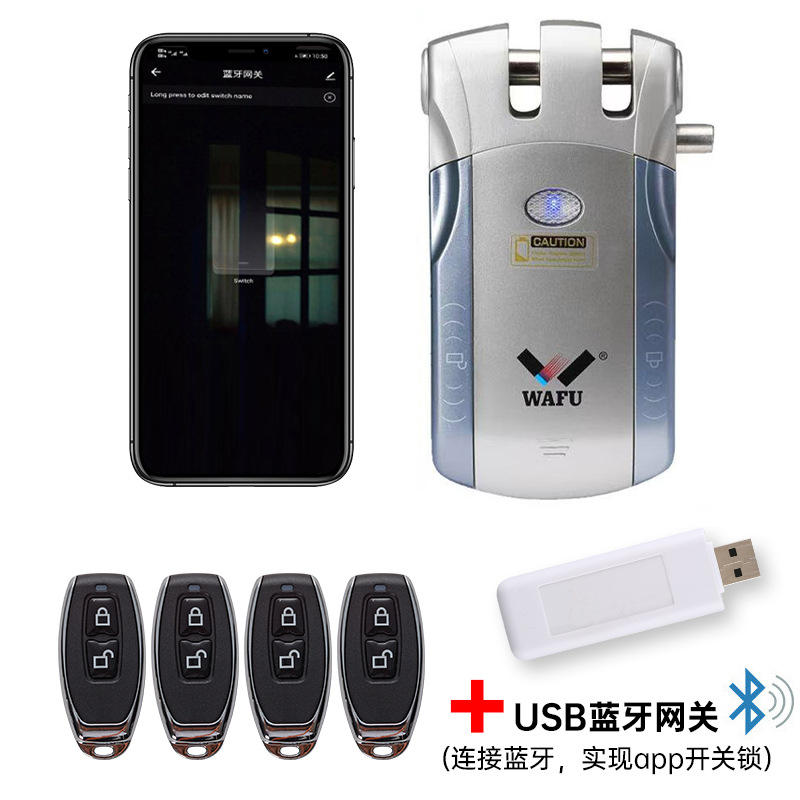 Cerradura WAFU sin llave con diseño de cabeza de toro para puerta de entrada, cerradura eléctrica invisible antirrobo con control remoto, cerradura inteligente Tuya para uso doméstico.