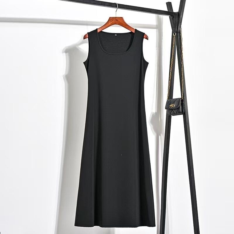 Spring and Summer New Style Dress for Women, Black Casual Sleeveless Long Dress, Elegant New Round Neck Dress That Covers the Belly, Women's Dress Spring and Summer New Style Dress for Women, Black Casual Sleeveless Long Dress, Elegant New Round Neck Dress That Covers the Belly, Women's Dress
