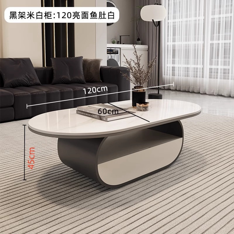 Nuevo hogar moderno simple y lujoso mesas combinadas de moda mesa de té sala de estar de roca elíptica completa