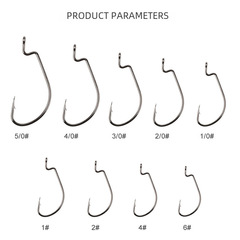 High-intensity crankbait hook with black nickel finish, high-carbon steel, weedless crankbait hook, wide-body crankbait hook