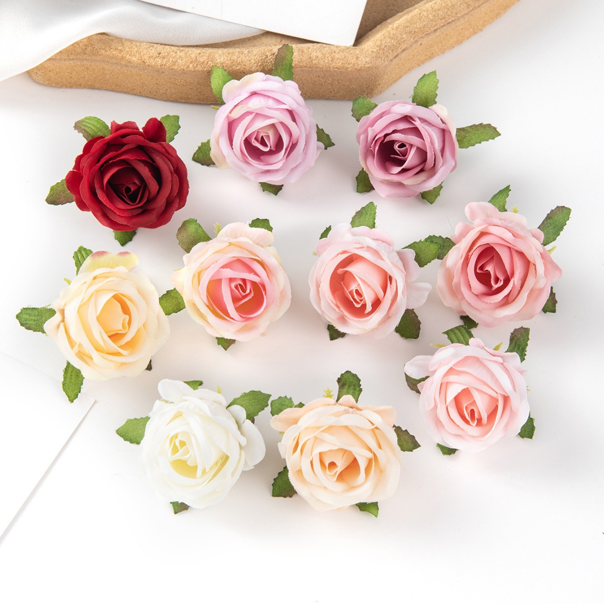 Mori simulation silk cloth rose flower head silk flower fake flower DIY handmade creative wedding hairband wreath hat decoration