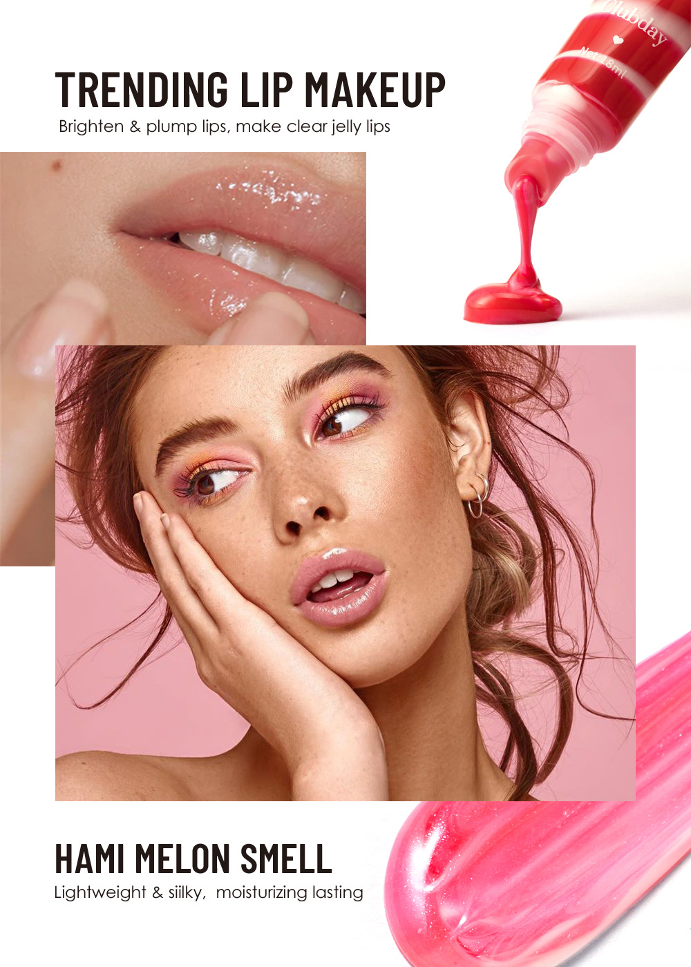 Clubday's new spiral Fine Sparkling Moisturizing Lip Gloss, an export tube nude moisturizing colored lip oil undefined