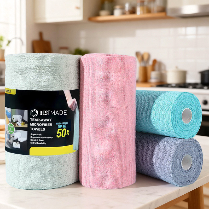 Cross-border wholesale household kitchen towel roll cleaning dish washing non-disposable hand tear cloth car towel
