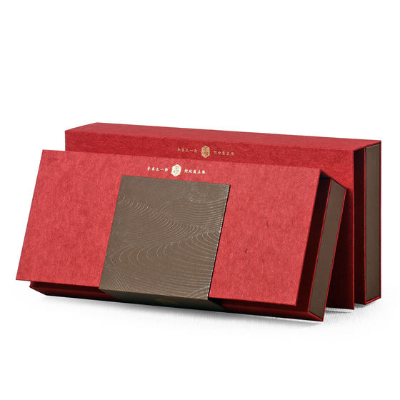 Box border double cans 3 cans swing bubble red robe iron guanyin black tea special-shaped strip box empty in stock tea packaging box