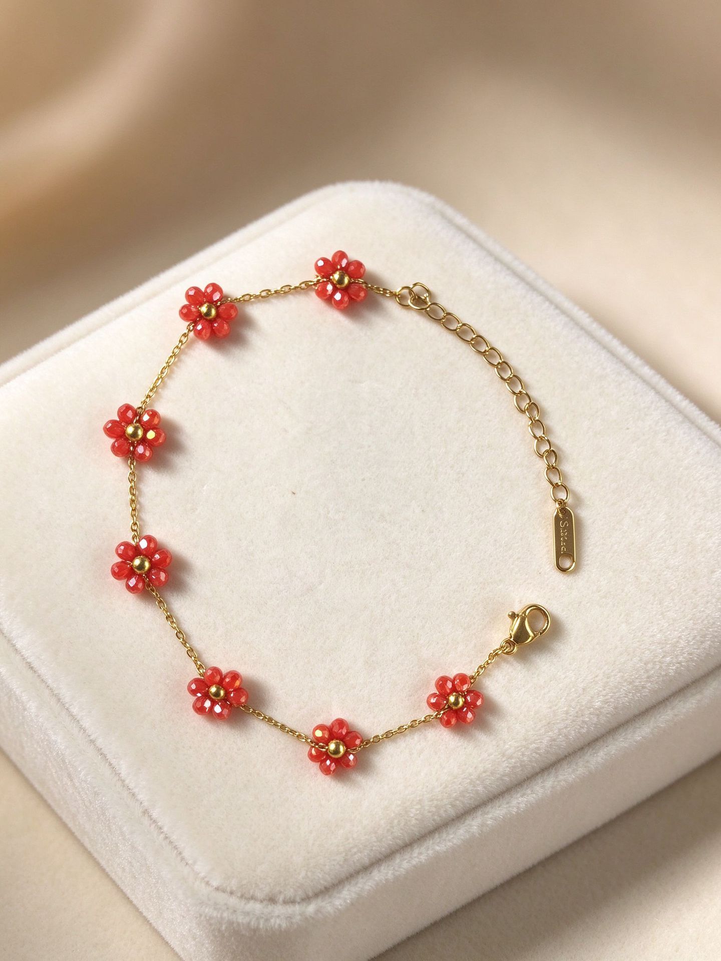 Boemia transfronteriza collar de cuentas pulseras tobillas hechas a mano niña pequeña flor perlas de vidrio titanio conjunto de joyería de acero image 10