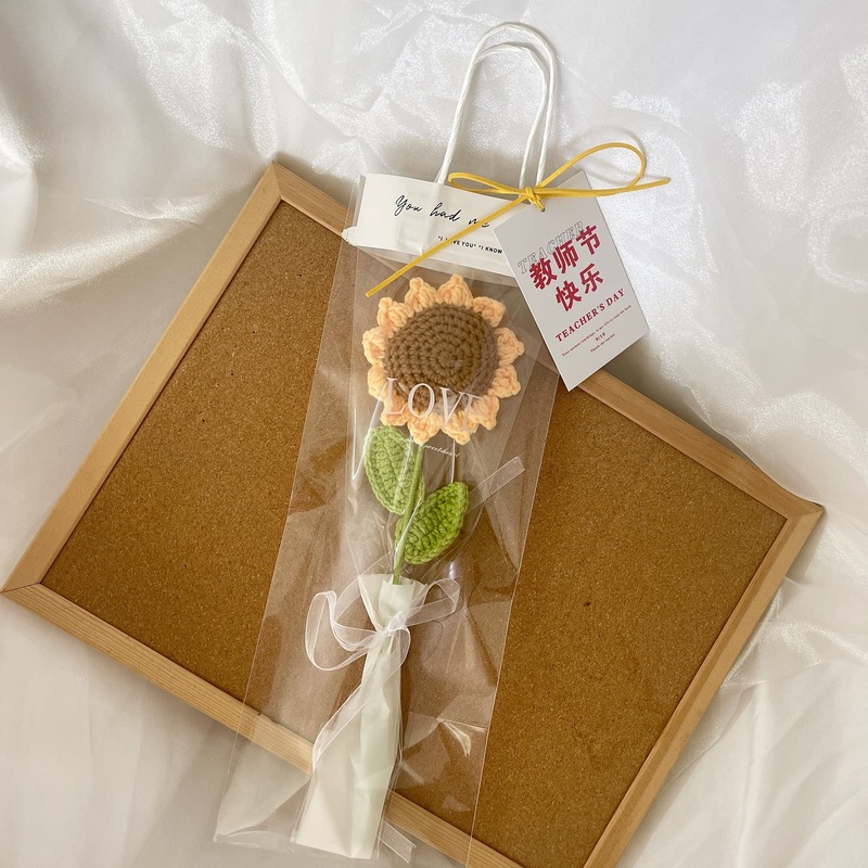 教师节成品向日葵纯手工钩织毛线花编织仿真花束太阳花创意礼物|undefined
