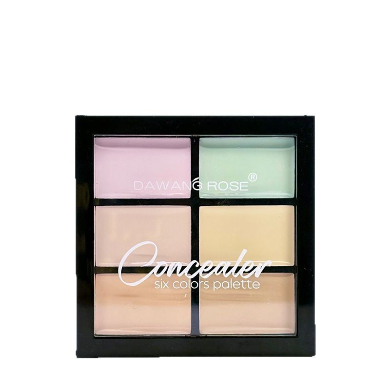 Langdurige, waterbestendige highlighter- en contourpalette met zes kleuren concealer voor het gezicht. Make-up en cosmetica._voghion.com