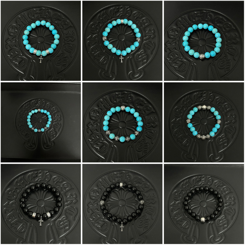 Chkrota trendy cruciferous round beads eight beads obsidian turquoise silver plated bracelet lovers same style Chkrota trendy cruciferous round beads eight beads obsidian turquoise silver plated bracelet lovers same style