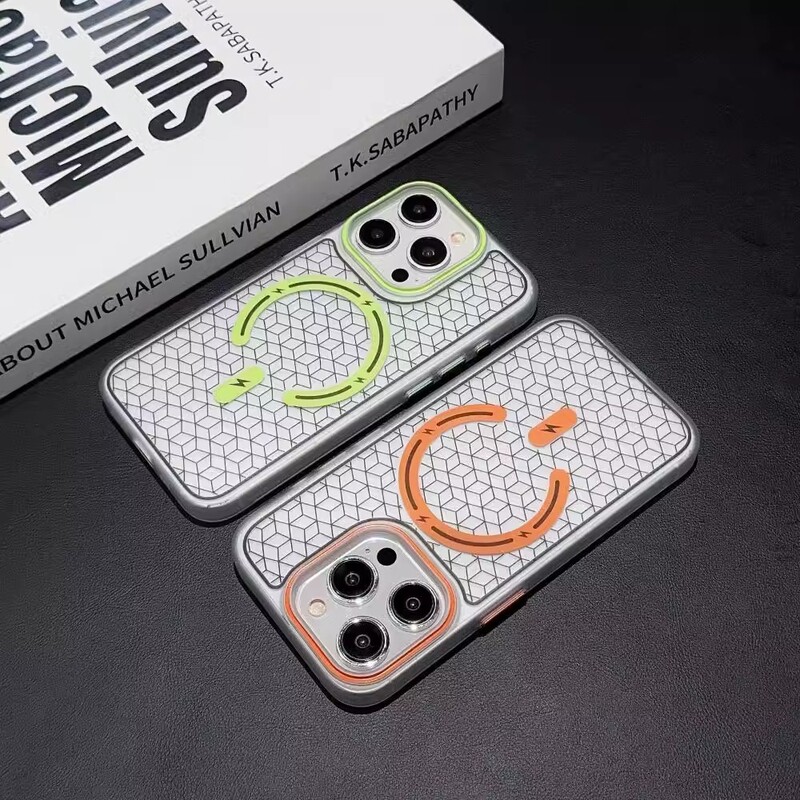 Suitable for Iphone17Promax Engraved Plaid Magnetic Phone Case Apple 16 Creative Frosted All-Inclusive Protective Cover Suitable for Iphone17Promax Engraved Plaid Magnetic Phone Case Apple 16 Creative Frosted All-Inclusive Protective Cover