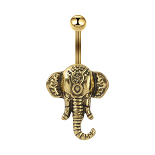 Cross-border Hot-selling Bohemian Vintage Stainless Steel Elephant Umbilical Nail Distinctive Ethnic Style Umbilical Ring Piercing Jewelry