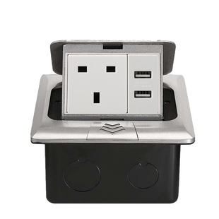 Embedded German standard ground socket box floor socket pop-up USB European standard British Standard Silver ground socket