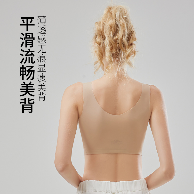 Ropa interior delgada gran pecho pequeño anti-caída sin anillo de acero para mujeres se reúnen sin marcas ajustable taza grande sujetador de tamaño grande para mujeres