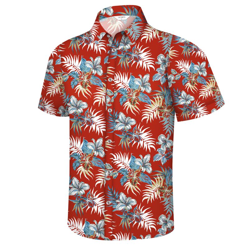 2025 New Men's Hawaiian Shirt Flower Shirt Coconut Tree Printed Loose Beach Holiday Style Short Sleeve Shirt