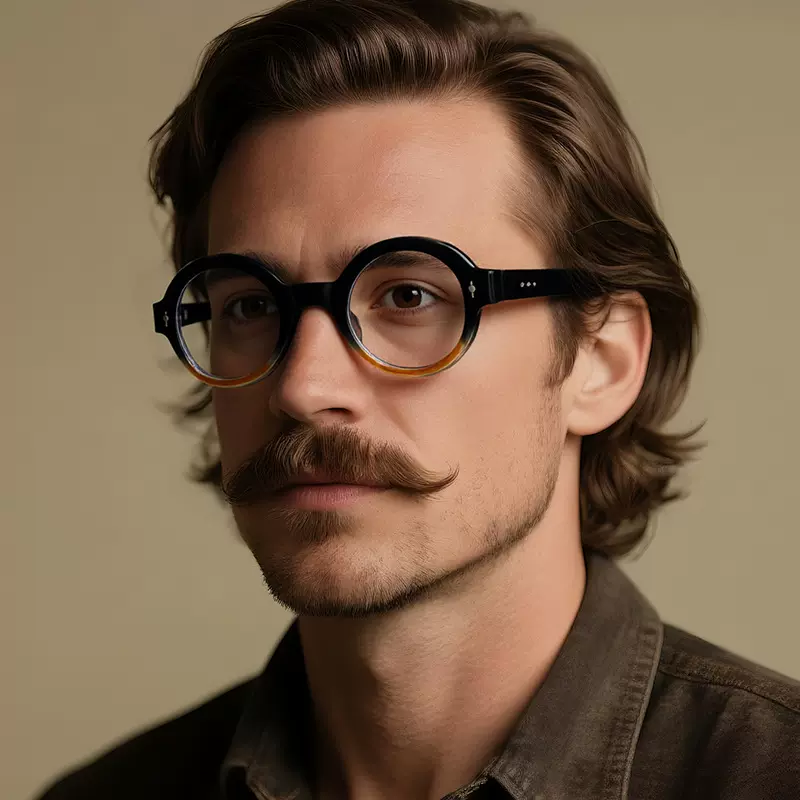 跨境复古欧美圆框眼镜男士经典时尚百搭米钉防蓝光平光镜厂家批发